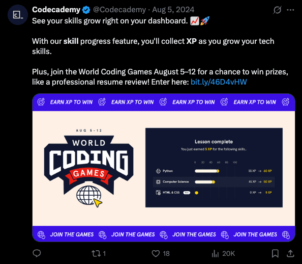 Post on X announcing the World Coding Games