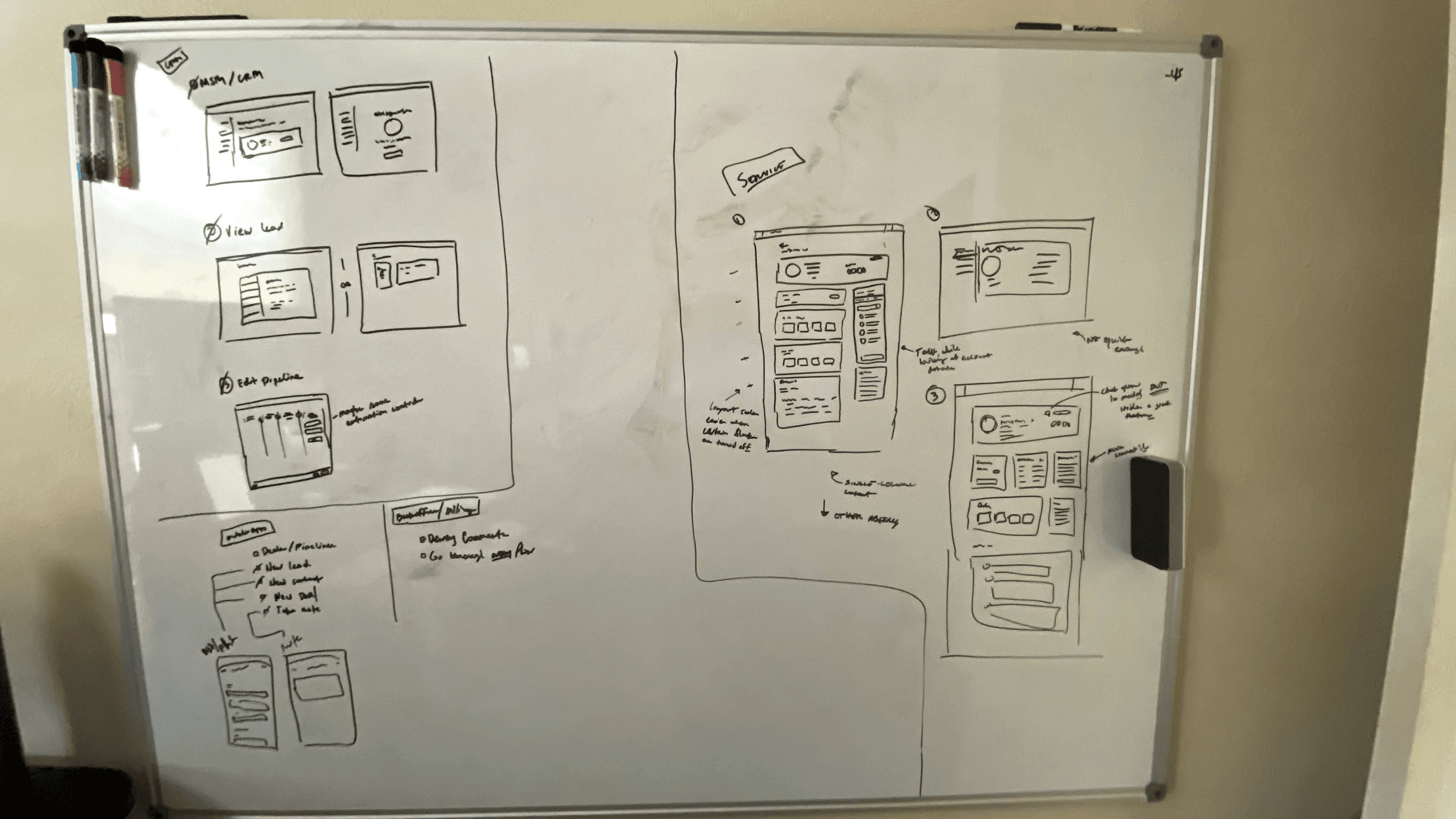 Low-fidelity sketches of a new, more efficient lead management flow