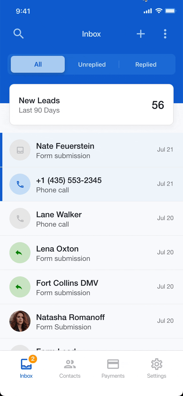 Accessing and managing leads.