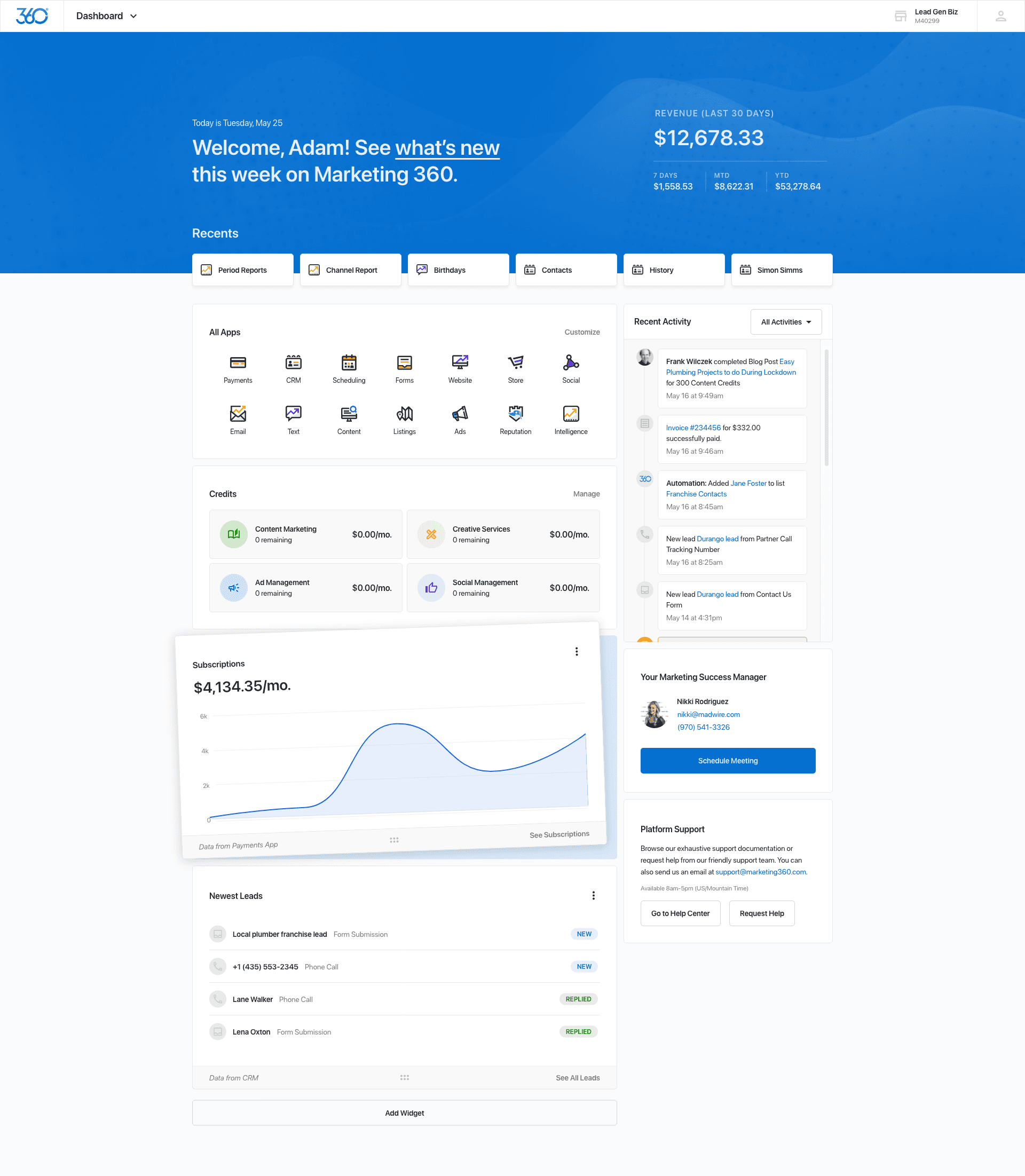 Marketing 360 dashboard concept leveraging the design system that we created